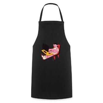 Ugly man in underwear in the home office - Cooking Apron - black - Front - AI Model Male 185 dark (185cm)