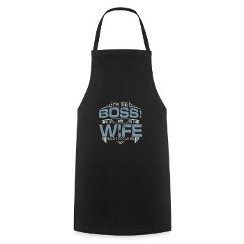 My boss my wife - Tablier de cuisine - noir - Devant - AI Model Male 185 dark (185cm)