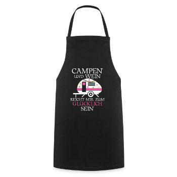 Wein Camping Zelten Wohnmobil Reise Urlaub Spruch - Kochschürze - Schwarz - Vorne - AI Model Male 185 dark (185cm)