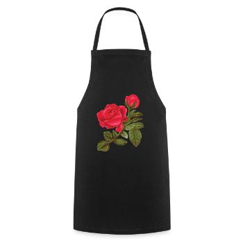 Rose Aquarelle peinte à la main - Tablier de cuisine - noir - Devant - AI Model Male 185 dark (185cm)