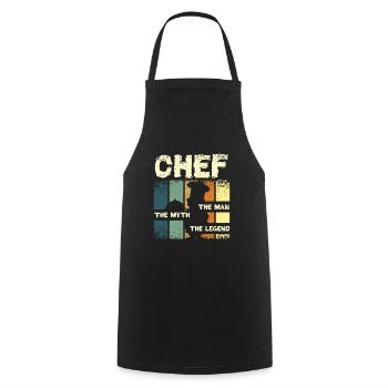 Chef the legend - Cooking Apron - black - Front - AI Model Male 185 dark (185cm)