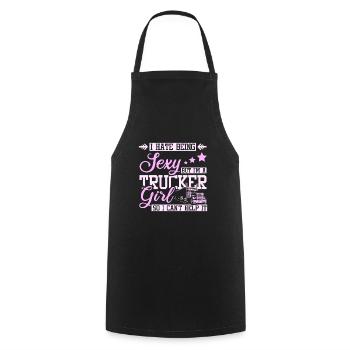 Fille camionneur sexy - Tablier de cuisine - noir - Devant - AI Model Male 185 dark (185cm)