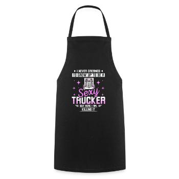 Sexy trucker - Kochschürze - Schwarz - Vorne - AI Model Male 185 dark (185cm)