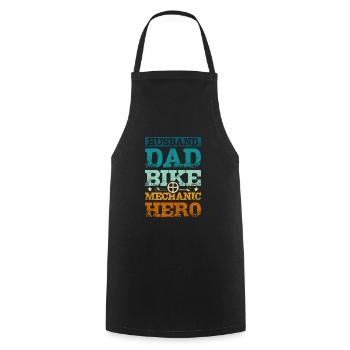 Husband dad bike mechanic hero - Cooking Apron - black - Front - AI Model Male 185 dark (185cm)