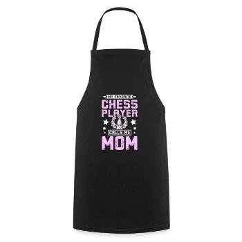 Mon joueur d'échecs préféré m'appelle maman - Tablier de cuisine - noir - Devant - AI Model Male 185 dark (185cm)