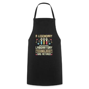 A legendary laboratory technologist has retired - Cooking Apron - black - Front - AI Model Male 185 dark (185cm)