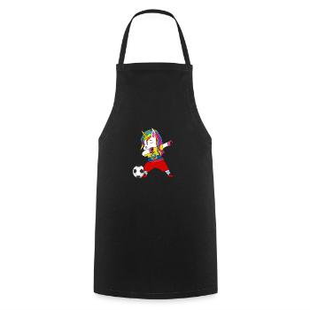 Ecuador-fußball-tupfendes Geschenk - Kochschürze - Schwarz - Vorne - AI Model Male 185 dark (185cm)