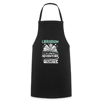 Librarian I lend adventure tickets - Kochschürze - Schwarz - Vorne - AI Model Male 185 dark (185cm)