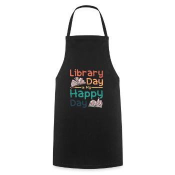 Library day is my happy day - Cooking Apron - black - Front - AI Model Male 185 dark (185cm)