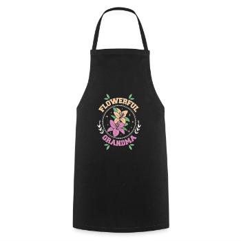 Grand-mère fleurie - Tablier de cuisine - noir - Devant - AI Model Male 185 dark (185cm)