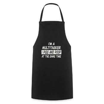 Multitasker piss and poop - Kochschürze - Schwarz - Vorne - AI Model Male 185 dark (185cm)