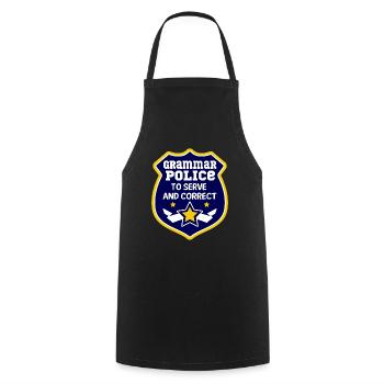 Grammar Police, To Funny Teacher Costume To - Cooking Apron - black - Front - AI Model Male 185 dark (185cm)