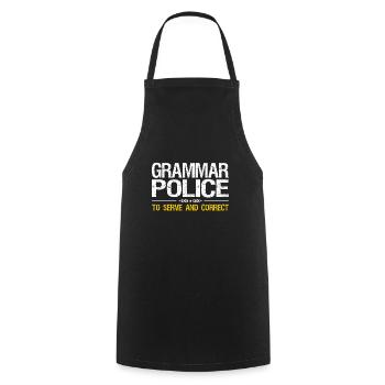 Grammar Police, To Funny Teacher Costume To - Cooking Apron - black - Front - AI Model Male 185 dark (185cm)