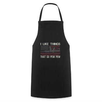 I Like Things The Pew Pew Gun Enthusiast - Cooking Apron - black - Front - AI Model Male 185 dark (185cm)