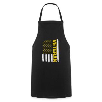 Vétéran Soldat Patriot Drapeau Américain USA - Tablier de cuisine - noir - Devant - AI Model Male 185 dark (185cm)
