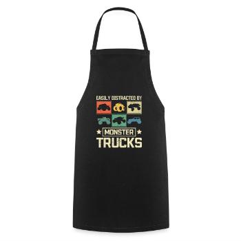 Facilement distrait par les monster trucks - Tablier de cuisine - noir - Devant - AI Model Male 185 dark (185cm)