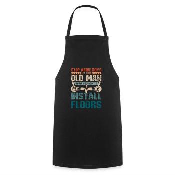 Old man flooring installer - Kochschürze - Schwarz - Vorne - AI Model Male 185 dark (185cm)