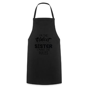 I am the oldest sister. I do the - Cooking Apron - black - Front - AI Model Male 185 dark (185cm)