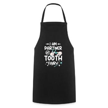 Je suis partenaire de la fée des dents - Tablier de cuisine - noir - Devant - AI Model Male 185 dark (185cm)