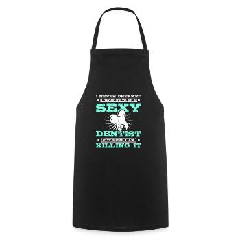 Dentiste sexy - Tablier de cuisine - noir - Devant - AI Model Male 185 dark (185cm)