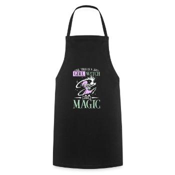 This is a girl witch likes magic - Cooking Apron - black - Front - AI Model Male 185 dark (185cm)