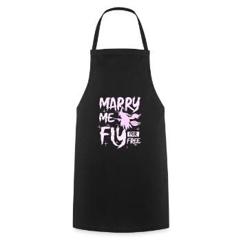 Marry me fly pour halloween sorcière gratuite - Tablier de cuisine - noir - Devant - AI Model Male 185 dark (185cm)