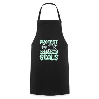 Protect and preserve seals - Cooking Apron - black - Front - AI Model Male 185 dark (185cm)