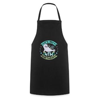 Baby seal 4 years old its my 4th birthday - Cooking Apron - black - Front - AI Model Male 185 dark (185cm)