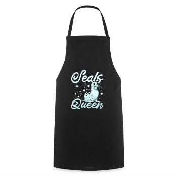 Women Girl Seals queen - Cooking Apron - black - Front - AI Model Male 185 dark (185cm)
