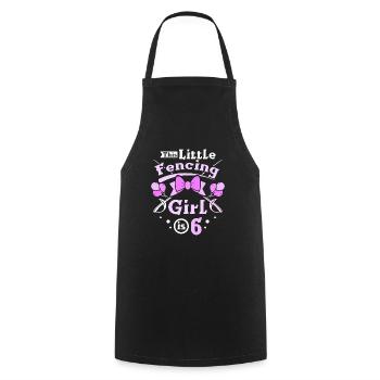 6th birthday this little fencing girl is 6 - Cooking Apron - black - Front - AI Model Male 185 dark (185cm)