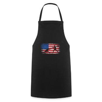 Usa American Flag Fencing 4th of july - Cooking Apron - black - Front - AI Model Male 185 dark (185cm)
