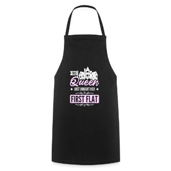 This queen just bought her first flat - Cooking Apron - black - Front - AI Model Male 185 dark (185cm)