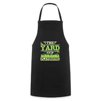 THe yard is my playground - Cooking Apron - black - Front - AI Model Male 185 dark (185cm)