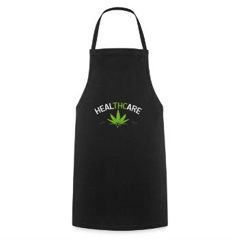 Soins de santé drôle THC Marijuana Weed Cannabis - Tablier de cuisine - noir - Devant - AI Model Male 185 dark (185cm)