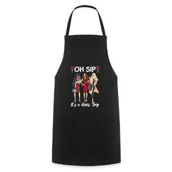 Oh SIP, it's a girl exit black - Cooking Apron - black - Front - AI Model Male 185 dark (185cm)