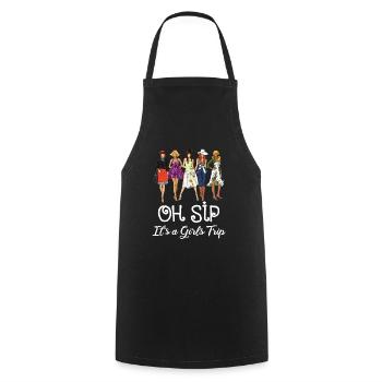 Oh SIP, it's a girl exit black - Cooking Apron - black - Front - AI Model Male 185 dark (185cm)