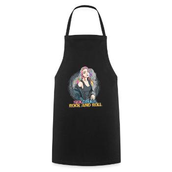 Sex Drugs Rocknroll Schädel Iro Punk Rock Musik - Kochschürze - Schwarz - Vorne - AI Model Male 185 dark (185cm)