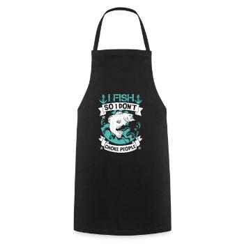 I fish so I don't suffocate people - Cooking Apron - black - Front - AI Model Male 185 dark (185cm)