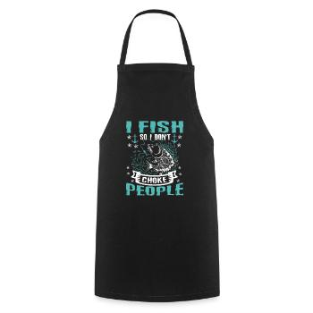 I fish so I don't have funny - Cooking Apron - black - Front - AI Model Male 185 dark (185cm)
