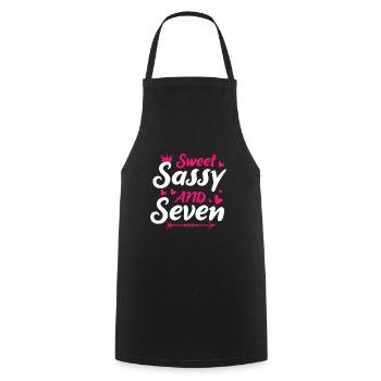 Sweet Sassy And Seven 7th birthday 7 years old - Cooking Apron - black - Front - AI Model Male 185 dark (185cm)