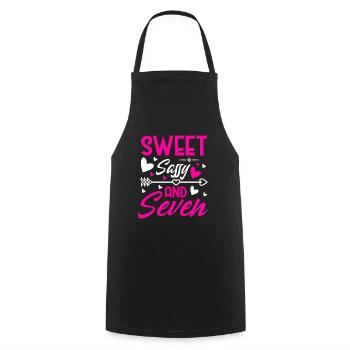 Sweet Sassy And Seven 7th birthday 7 years old - Cooking Apron - black - Front - AI Model Male 185 dark (185cm)