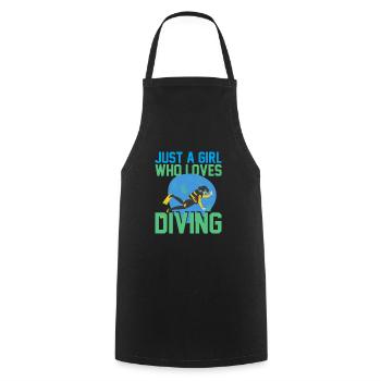 JUST A GIRL WHO LOVES DIVING - Cooking Apron - black - Front - AI Model Male 185 dark (185cm)