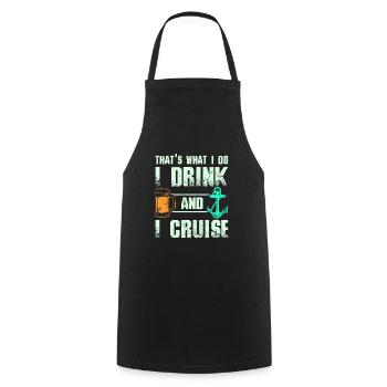 Je bois de la bière et je navigue - Tablier de cuisine - noir - Devant - AI Model Male 185 dark (185cm)