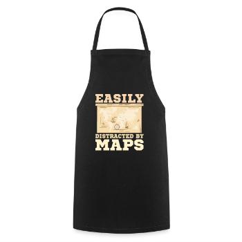 Easily distracted by maps geography mapping - Cooking Apron - black - Front - AI Model Male 185 dark (185cm)