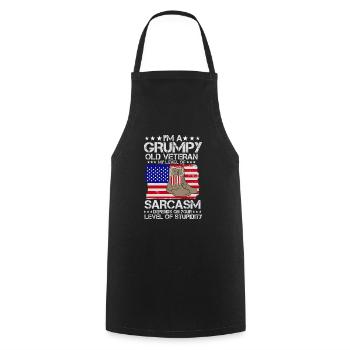 Grumpy Old Veterans Army US Patriot Father - Cooking Apron - black - Front - AI Model Male 185 dark (185cm)