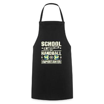 School is important but handball is importanter - Kochschürze - Schwarz - Vorne - AI Model Male 185 dark (185cm)