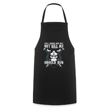 qui ne me tue pas devrait courir Design pour un viking - Tablier de cuisine - noir - Devant - AI Model Male 185 dark (185cm)