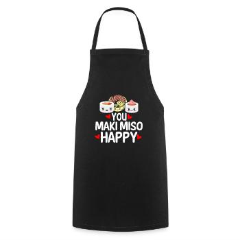 Sie Maki Miso Happy Funny Japanese Food Lover - Cooking Apron - black - Front - AI Model Male 185 dark (185cm)