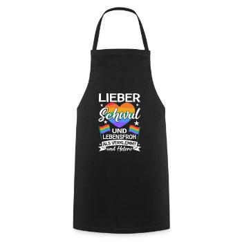 LGBTQ Lieber Schwul und Lebensfroh Gay Pride Month - Kochschürze - Schwarz - Vorne - AI Model Male 185 dark (185cm)