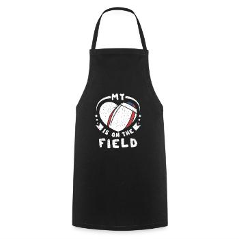 Mon cœur est sur le terrain de rugby - Tablier de cuisine - noir - Devant - AI Model Male 185 dark (185cm)